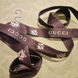 #2 GUCCI BROWN ribbon With Gold Stars Design  46x0.5 Lux#2 GUCCury Gift Wrapping
